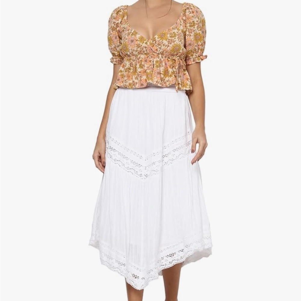 NWOT American Eagle Outfitters White Crocheted Tiered Skirt